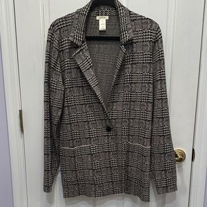 Max Studio Black and Gray Plaid Blazer